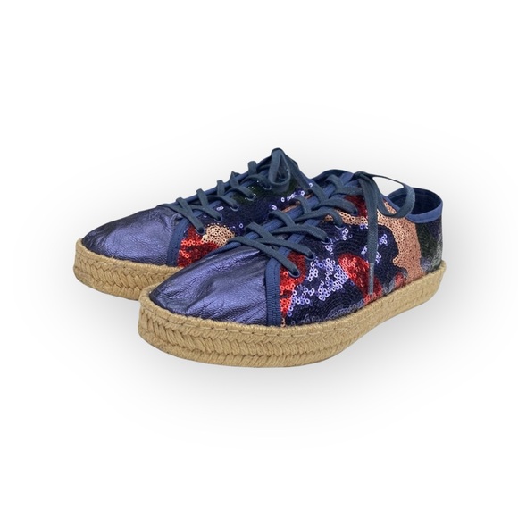 Ibizas ༄ Sequin Platform Espadrilles Lace Up Sneakers ༄ Navy Red Pink༄ 40 9 9.5 - Picture 7 of 16